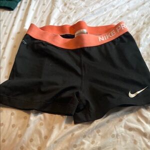 Nike Women's Black and Orange Pro biker Shorts